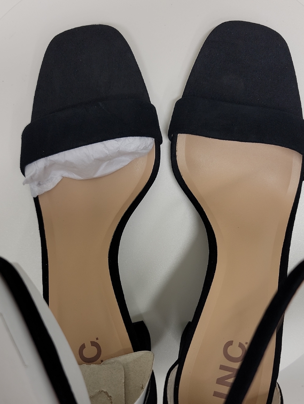 INC INTERNATIONAL CONCEPTS NEW IN BOX BLACK SUEDE DRESSY BLOCK HEEL SANDALS SZ10 - Picture 12 of 14
